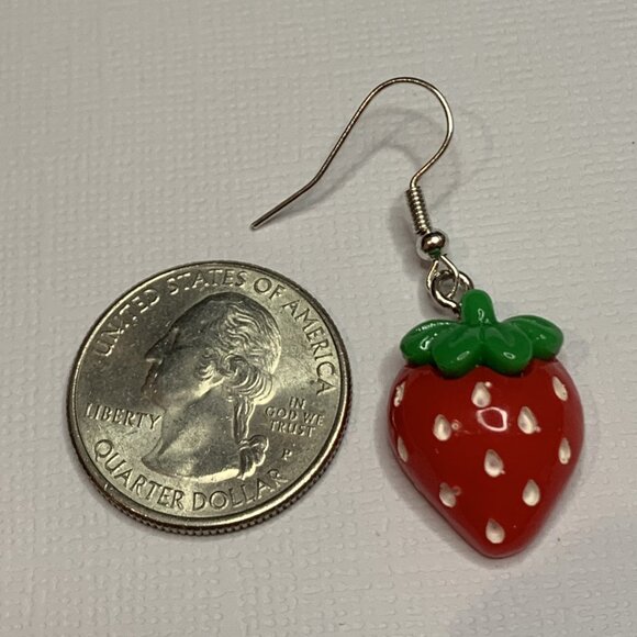 Strawberry Earring, Fruit Earring, Funny Food Earring, Berry Earring, Gift … - Picture 4 of 4